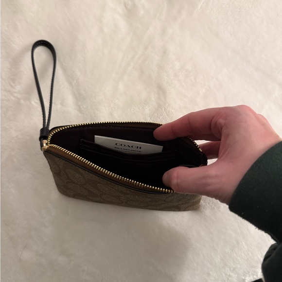 Coach Tan and Brown Signature Wristlet - Picture 3 of 4